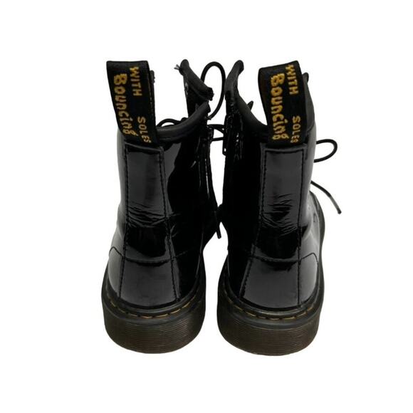 Dr. Martens Boots Girls 3 Black Patent Leather Lace Up Side Zip - Picture 4 of 12